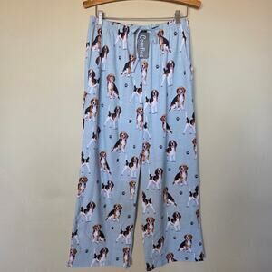 NWT Comfies Women's L Beagle Dog Lounge PJ Pants Blue